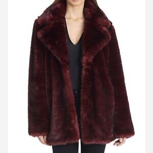 Oversized Burgundy Faux Fur Coat